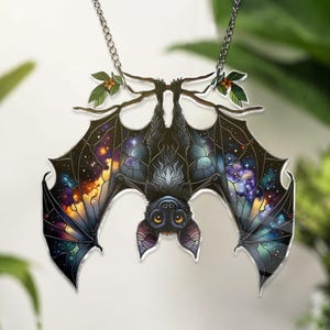 Gothic Bat ACRYLIC Window Hanging, Spooky Bat Hanging Decor Halloween Fall Decoration Gothic Bat Hanging New Home Gifts NOT GLASS