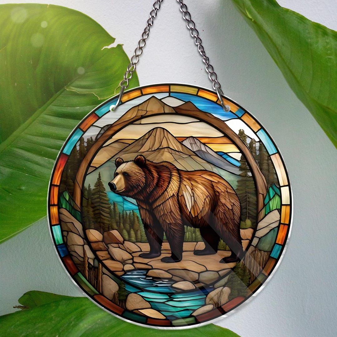 Bear ACRYLIC Window Hanging Decor, Woodland ACRYLIC, Black Bear Window ...