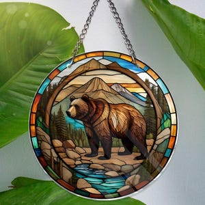 Bear ACRYLIC Window hanging Decor, Woodland ACRYLIC, Black Bear Window Decor, Bear Ornament, Wildlife ACRYLIC, Mom&#39;s gifts