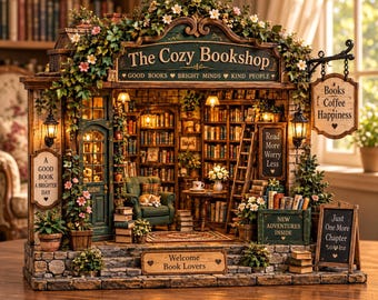 Personalized Bookshop Wooden Block, Custom Name Bookstore Decor, Vintage English Bookshop Plaque, Layered Wood Book Lover Reader Gift