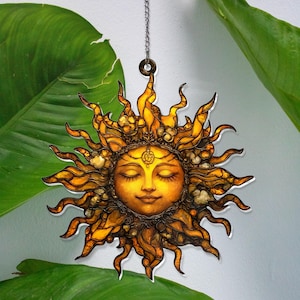 Glass ACRYLIC Window Hanging Decor Sun Art, Sun, Sunshine ACRYLIC Garden Decor, Window Sun Art, Stained Inspire Glass Decor
