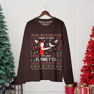 Suéter navideño feo, sudadera navideña, top feo para fiesta navideña, camiseta divertida de Navidad, regalo navideño ofensivo, top navideño sarcástico y divertido.