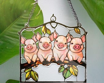 Funny Pig ACRYLIC Window Hanging Pig Window Decor Pig Lovers funny Pigs Decor ACRYLIC House Decor Funny Pigs Gifts