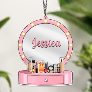 Personalisiertes Set Makeup ACRYLIC Fensterbehang Dekor, Makeup Artist Ornament, Makeup Artist Weihnachtsgeschenk, Teen Girl Ornament Weihnachten