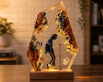 King of Pop Resin Lamp, MJ Moonwalk Epoxy Night Light, Michael Jackson Gift, Music Legend Desk Decor, Pop Music Fan Gift, Fathers day gifts