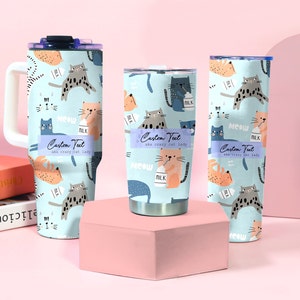 Custom Name Tumbler Customizable Cats Personalized Tumbler Custom Tumbler Birthday Gifts 20oz 30oz 40oz