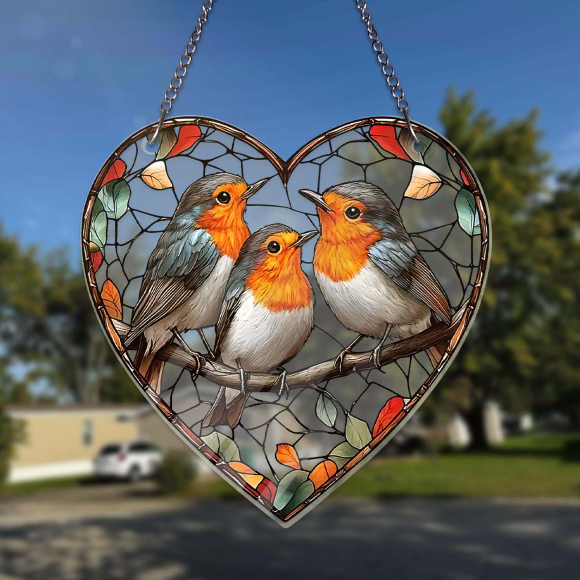 ロビンバードアクリル窓掛けアクリル、鳥の自然アート、誕生日