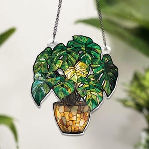 Monstera Leaves ACRYLIC Window Hanging, Monstera Leaves Window Decor, Monstera Plant Wall Window Hanging Art Decoration