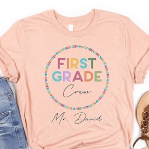 Personalized First Grade Crew Shirt, Custom Name Shirt, 1st Grade Teacher Shirt, Back to School, First Day of School, Custom Grade Shirt.