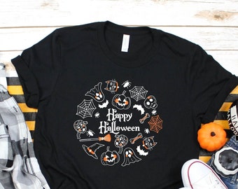 Camiseta de Halloween, camiseta de Halloween, camiseta divertida de Halloween, camiseta de Halloween con sombrero, regalo de Halloween, camiseta linda de Halloween, camiseta espeluznante