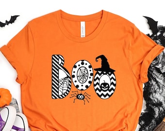 Camiseta de Halloween Boo, Camiseta Boo, Camiseta de Halloween Boo, Camiseta de Halloween, Camiseta para fiesta de Halloween, Camiseta divertida de Halloween, Camiseta Boo, Feliz Halloween