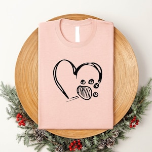 Cat Love T-Shirt, Gift For Animal Lovers, Lovely Paw Shirt, Cute Cat T-Shirt, Paw Love Tee, Mother&#39;s Day Gift, Gift for Her, Animation Tee