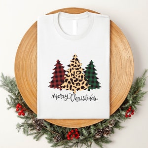 Merry Christmas Shirt, Christmas Shirt, Matching Christmas Shirts, Cute Christmas Tee, Leopard Christmas Trees Shirt,Couples Christmas Shirt