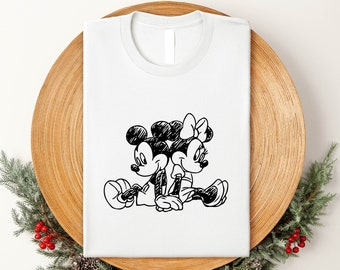 Vintage Disney Mickey and Minnie T-Shirt, Gift For Couples, Lovely Tee, Magic Trip, Animation Mickey Mouse, Disney Trip Tee,Personalized Tee