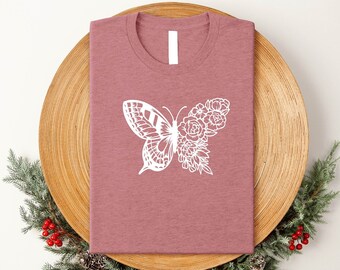 Chemise papillon floral : t-shirt pour amoureux de la nature