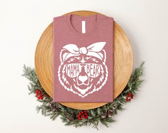 Mama Bear with Kids name On Sleeve Custom Shirt, Mothers Day Gift, Mama Bear With Bandana Shirt,Gift For Mom,Baby Shower Gifts,Mom To Be tee
