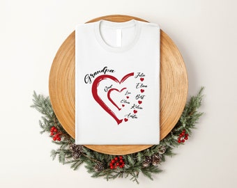 Aangepast opa-shirt met kleinkinderen namen, speciaal cadeau voor opa, papa-shirt met kleinkinderen naamcadeau, Vaderdag gepersonaliseerde opa