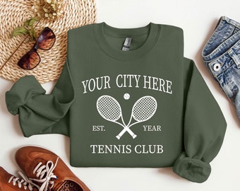 Personalized Tennis Club Sweatshirt For Tennis Team, Custom Year Tennis Gift for Mom, Custom Name Group Tennis Crew Sweater, Tennis Player