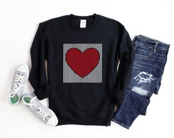 Sudadera de San Valentín para mujer con corazones, sudadera retro de San Valentín con corazones, sudadera de amor adorable, sudadera de San Valentín para profesoras, camiseta de corazón para mamá