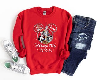 2026 Custom Name Disney Trip Sweatshirt, Disney Vacation Family Matching Gift, Personalized Disney Trip, Disneyworld Matching Mickey Minnie