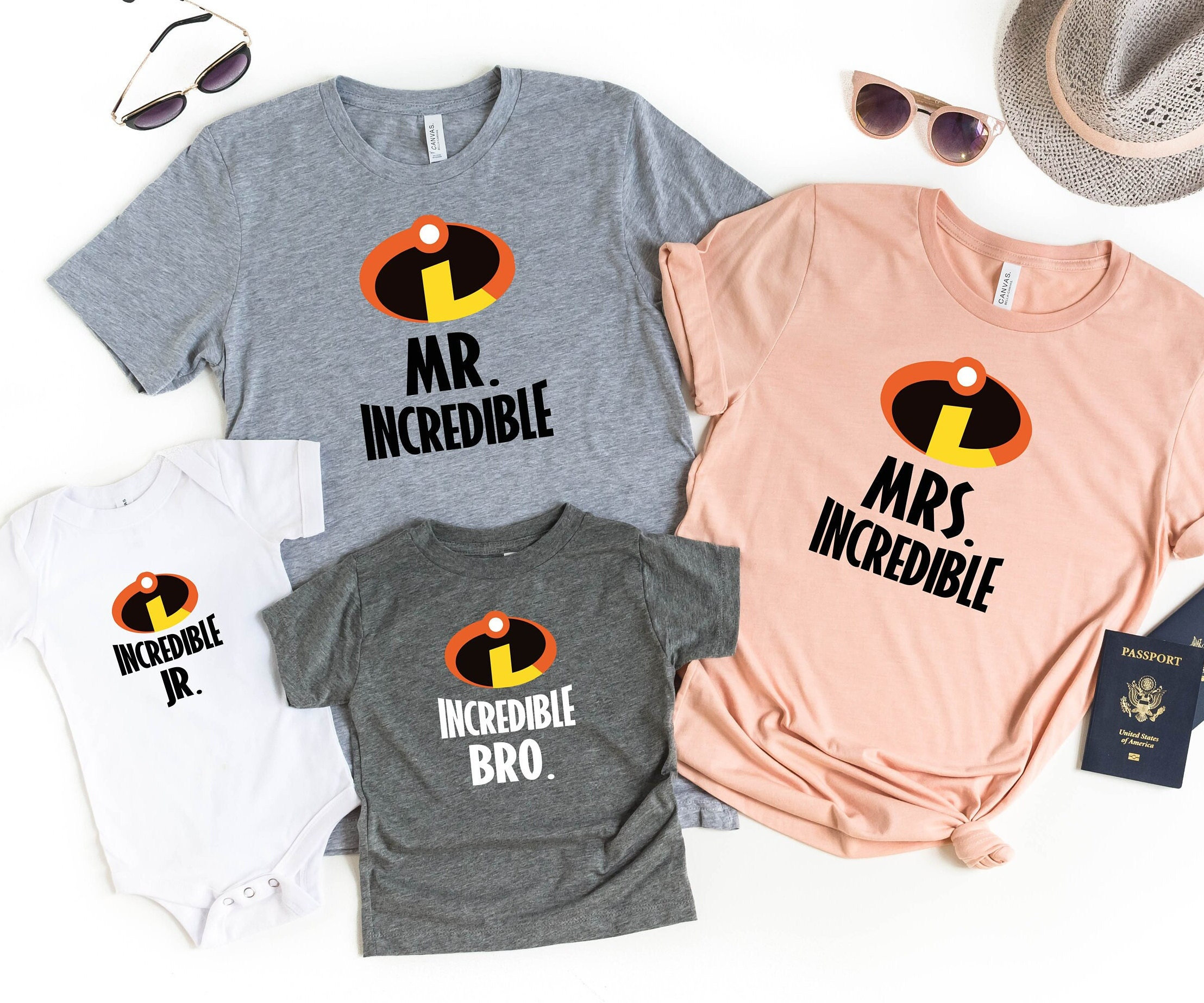 M. Incredible, Mme, Incredible Jr. Incredible Bro, Incroyable chemise de famille, T-shirt de famille d'animation, Cadeau pour couple,