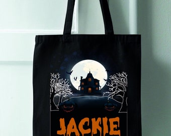 Personalized Halloween Tote Bag: Spooky Trick or Treat Bag