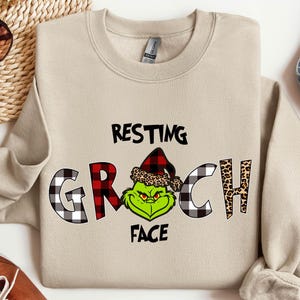 Resting GRINCH FACE Sweatshirt, Grinch Squad Weihnachten Grinch Gesicht Passendes Sweatshirt, Grinch Weihnachten Lustiger Weihnachtsurlaub Hoodie