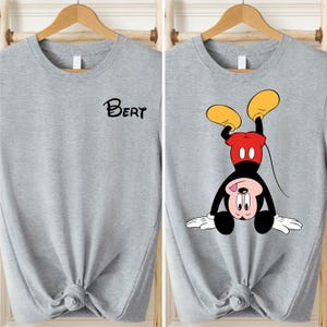 Disney Custom Name Mickey Mouse Funny Somersault Mickey Shirt, Front and Back Custom Friends and Family Matching Gift Tee, Disney Trip Shirt