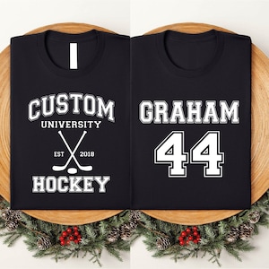 Custom University Hockey Est Custom Year Shirt, Personalized Hockey Shirt, Custom Hockey Shirt, Game Day Shirt, Hockey Mom Hockey Lover Gift
