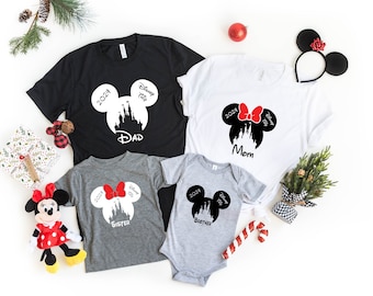 Disney Mama Papa Benutzerdefinierte Name, Disney Familien Urlaub Shirt, magische Disney World, Familie T-Shirt für Disneyland, Mickey Minnie Disney Familie