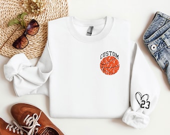 Custom Basketball Sweater, Personalized Basketball Sweatshirt, Basketball Crewnewck Sweatshirt, Basketball Gift, Basketball Team Pullover