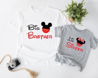 Disney Sister Shirt, Disney brother t-shirt, Big Brother Mickey Shirt, Big sister minnie shirt, Big Brother Tee,Disney litlle sister T-Shirt
