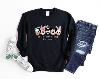 Felpa Disney, Felpa Mickey & Co Mickey And Friends, Felpe Mickey CO 1928 Felpe con cappuccio per bambini e adulti Regalo per la famiglia di Mickey Friends