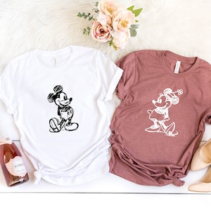 Vintage Mickey and Minnie Shirt, Mickey Sketch, Minnie Sketch, Vintage Mickey Minnie, Disney Family Vacation, Disney Kids shirt, Disneyworld