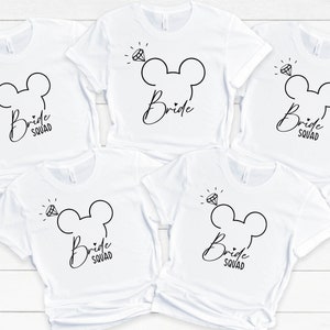 Disney Bride & Bride Squad Shirt, Bachelorette Party Disney Bridal Party shirt, Minnie Bride Shirt, Team Bride Shirt,Engagement Newlywed Tee