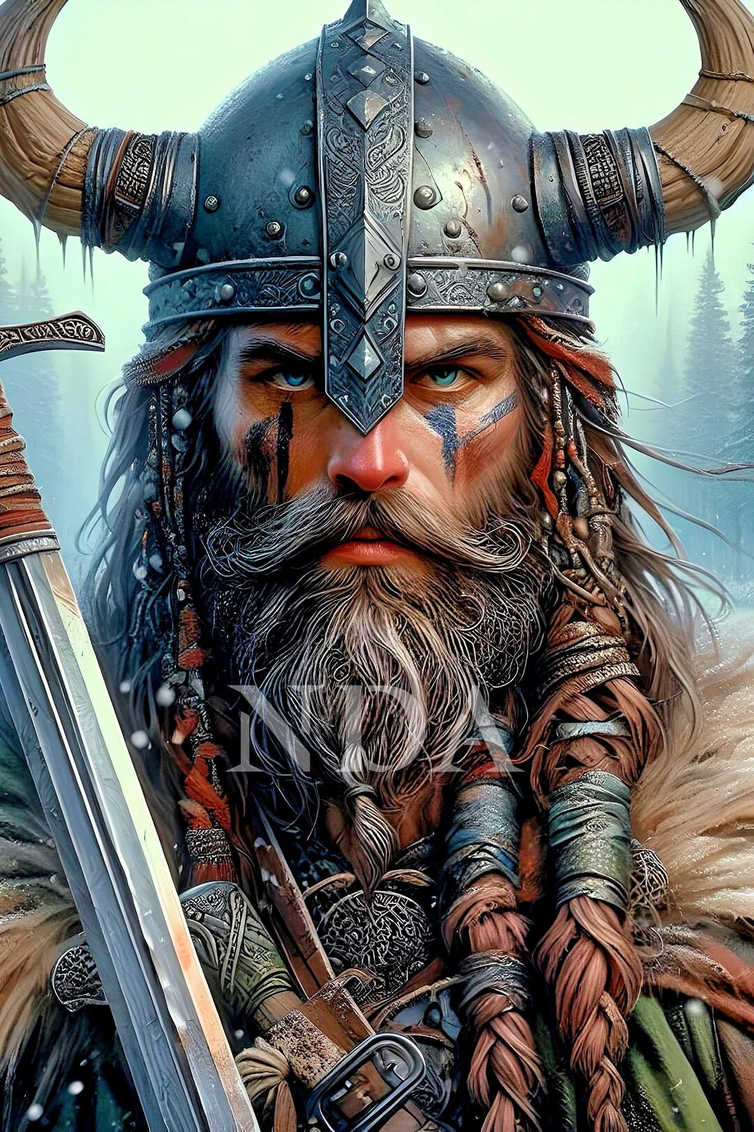 viking-warrior-portrait-norse-mythology-art-digital-download-etsy
