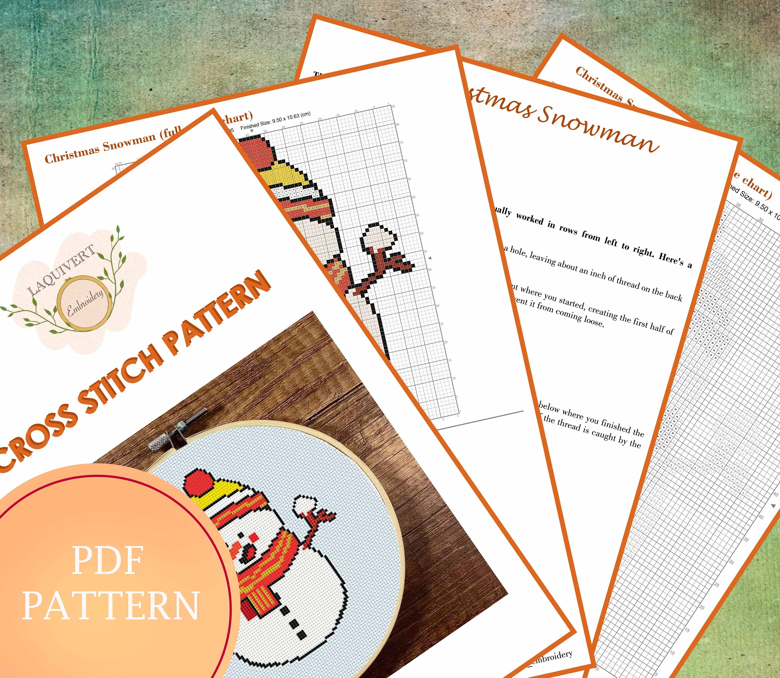 Christmas Snowman - Cross Stitch Pattern PDF - Cross Stitch Christmas ...