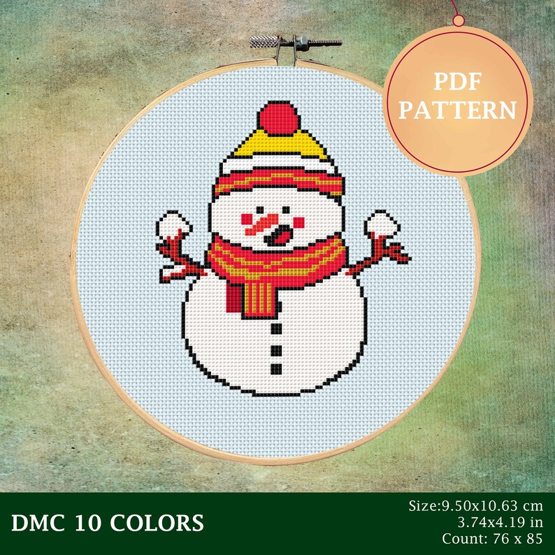 Christmas Snowman - Cross Stitch Pattern PDF - Cross Stitch Christmas ...