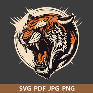 Angry tiger, logo vector svg. Digital art