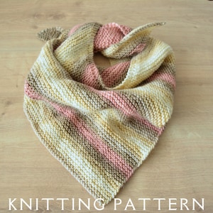 Bandana Style Triangle Scarf Knitting Pattern The Big Bandana Scarf Instant PDF Download For You To Knit Yourself