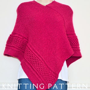 Poncho Knitting Pattern The Honeycomb Poncho Women&#39;s Cable Wrap Ladies Cape 3 Sizes Instant PDF Download For You To Knit Yourself