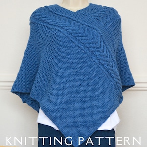 Poncho Knitting Pattern The Arrowhead Poncho Women&#39;s Cable Wrap Ladies Cape 3 Sizes Instant PDF Download For You To Knit Yourself