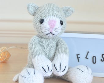 Cat Knitting Pattern Flossie Cat Cuddly Soft Toy PDF Pattern To Knit Yourself