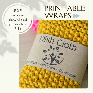 Printable Dish Cloth Wraps Wash Cloth Face Cloth Facial Rounds Face Pads Scrubbies Instant PDF Download To Print & Wrap Design Eco Friendly