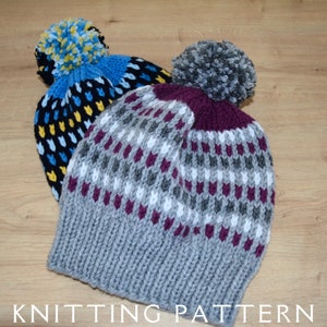 KNITTING PATTERN Oscar CHUNKY Bobble Hat Knitting Pattern - Etsy