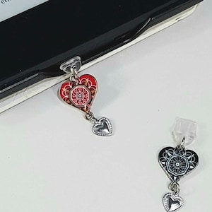 Kindle Heart Charm | E Reader Charm | USB-C Micro USB Dust Plug Charm