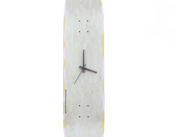 Horloge murale skateboard - Brut, Rose, Jaune