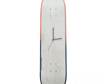 Horloge murale skateboard - Brut, Noir, Orange