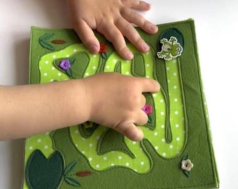 Felt Frog Maze Game, Montessori Busy Board for Toddlers