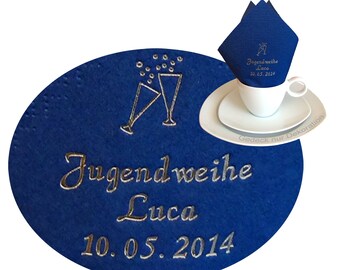 20 Servietten für den Kaffeetisch zu Konfirmation Jugendweihe Kommunion mit eigenem Namen bedruckt